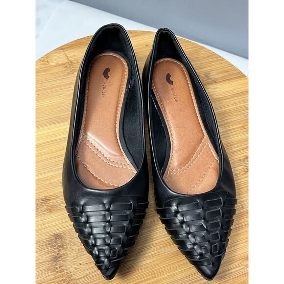 Souliers Leather Black Ballet Flats Womens EU 37 US 6 Brazilian made Slip on - Picture 2 of 8